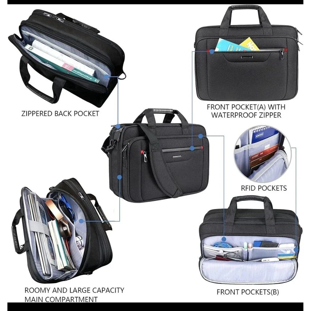 Laptop Briefcase Premium Laptop Case Fits up to 17.3 Inch Business Shoulder Bag
